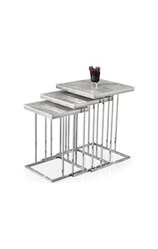 Elit C Zigon Sehpa 3'lü Metal Ayak Camlı 001