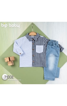Bip Baby Erkek Bebek Gömlek Pantolon Takım Mavi Bip Baby Erkek Bebek Gömlek Pantolon Takım Mavi