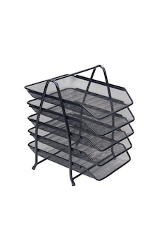 Kraf Perfore Evrak Rafı Metal 5 Katlı Siyah 420G