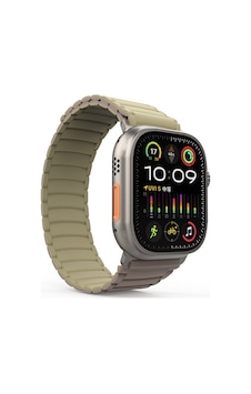 Apple Uyumlu Watch Ultra 49mm Zore Krd-122 Silikon Kordon Strap Kayış-kahverengi-krem