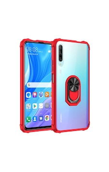 Huawei P Smart Pro 2019 Kılıf Arkası Şeffaf Kenarları Renkli Yüzüklü Tank Kapak Mola Huawei P Smart Pro 2019 Kılıf Arkası Şeffaf Kenarları Renkli Yüzüklü Tank Kapak Mola