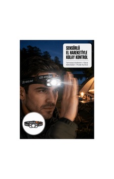 Şarj Edilebilir Led Far Hareket Sensörlü 5 Modlu Outdoor Yeni Nesil Siyah