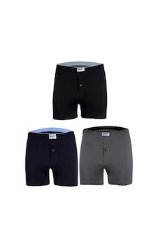 Yıldız 3'Lü Paket Erkek Havlubel Düğmeli Penye Boxer Çok Renkli Yıldız 3'Lü Paket Erkek Havlubel Düğmeli Penye Boxer Çok Renkli