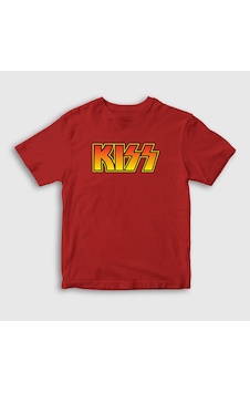 Presmono Unisex Çocuk Logo Kiss T-shirt Kırmızı