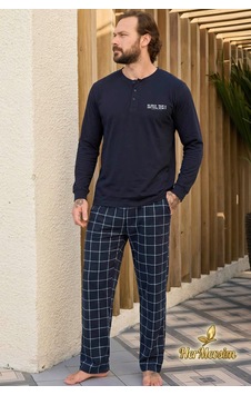 Hermevsim Aydoğan Erkek Pijama Takımı %100 Pamuk Süprem Patlı Yaka Uzun Kol Lacivert Tuna 260540 Hermevsim Aydoğan Erkek Pijama Takımı %100 Pamuk Süprem Patlı Yaka Uzun Kol Lacivert Tuna 260540