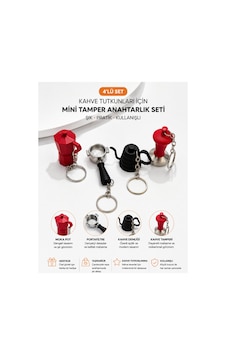 Barista Aksesur Anahtarlık Seti 3d 1.kalite Portafiltre-demlik-tamper-mokapot Diğer