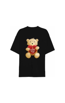 Efnaz Style 14 Şubat Sevgililer Günü I Love You Ayı Baskılı Oversize Bisiklet Yaka T-shirt - Siyah Efnaz Style 14 Şubat Sevgililer Günü I Love You Ayı Baskılı Oversize Bisiklet Yaka T-shirt - Siyah