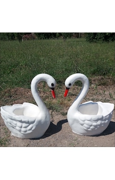 M3 Sepetli Saksılı Kuğu Iç Ve Dış Mekan 50Cm Bahçe Vestiyer Heykeli Beyaz - Venge M3 Sepetli Saksılı Kuğu Iç Ve Dış Mekan 50Cm Bahçe Vestiyer Heykeli Beyaz - Venge