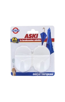 Boss Tape Iz Bırakmaz Plastik Büyük Boy Askı 5 Kg Taşır 2'li Tek Paket Çok Renkli