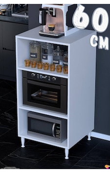 Alya Çok Amaçlı Mikrodalga Ve Mini Fırın Dolabı Mutfak Kiler Düzenleyici Standı 60x119x56 Cm Beyaz Alya Çok Amaçlı Mikrodalga Ve Mini Fırın Dolabı Mutfak Kiler Düzenleyici Standı 60x119x56 Cm Beyaz
