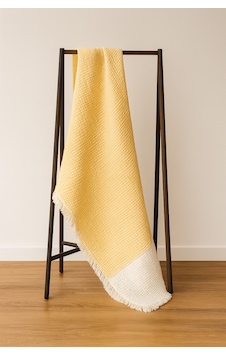 Elyaflı Müslin Battaniye 100x120 Cm Sarı