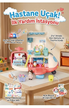 Eğitici Sesli Ve Işıklı Dev Hastane Uçağı - Aksesuarlı 2'si 1 Arada İlk Yardım Doktor Oyun Seti Eğitici Sesli Ve Işıklı Dev Hastane Uçağı - Aksesuarlı 2'si 1 Arada İlk Yardım Doktor Oyun Seti