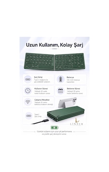 Yeşil Katlanabilir Bluetooth Şarjlı Kablosuz Klavye Tablet Telefon Ve Laptop Uyumlu. Yeşil Yeşil Katlanabilir Bluetooth Şarjlı Kablosuz Klavye Tablet Telefon Ve Laptop Uyumlu. Yeşil