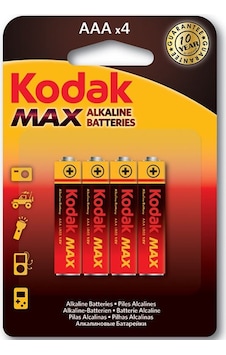Kodak Max Alkalin AAA İnce Kalem Pil 4'lü Kodak Max Alkalin AAA İnce Kalem Pil 4'lü