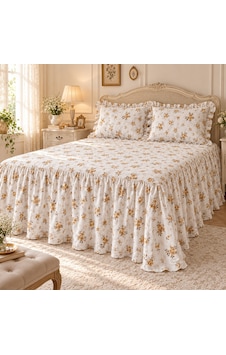 Kır Çiçekleri Bej Vintage Pastel Çiçek Desenli %100 Pamuk Fırfırlı Etekli Lastikli Çarşaf Takımı Çok Renkli Kır Çiçekleri Bej Vintage Pastel Çiçek Desenli %100 Pamuk Fırfırlı Etekli Lastikli Çarşaf Takımı Çok Renkli