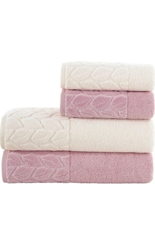 Romans Hazal 4Lü Banyo Havlu Takımı Krem/Gül Kurusu Romans Hazal 4Lü Banyo Havlu Takımı Krem/Gül Kurusu
