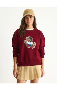 Onloox Kadın Bordo Bordo Pamuklu Bisiklet Yaka Salaş Kesim Teddy Nakış İşlemeli Uzun Kollu Sweatshirt Onloox Kadın Bordo Bordo Pamuklu Bisiklet Yaka Salaş Kesim Teddy Nakış İşlemeli Uzun Kollu Sweatshirt