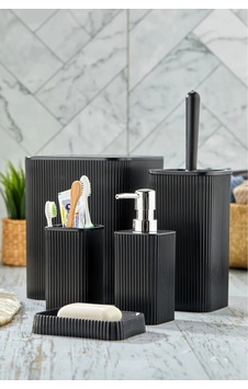 Palermo Kare Çizgi Model 5'li Banyo Seti Gold Detaylı Sabunluk Siyah Siyah Palermo Kare Çizgi Model 5'li Banyo Seti Gold Detaylı Sabunluk Siyah Siyah
