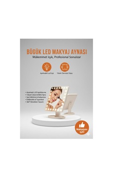 Büyük Led Işıklı Makyaj Aynası Ayarlanabilir Işık, Yüksek Çözünürlük, 360 Döner Profesyonel Ayna Beyaz Büyük Led Işıklı Makyaj Aynası Ayarlanabilir Işık, Yüksek Çözünürlük, 360 Döner Profesyonel Ayna Beyaz