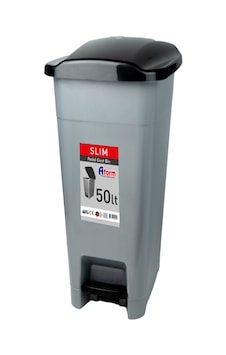 Aform Çöp Kovası Slim Pedallı 50lt Gri - Siyah