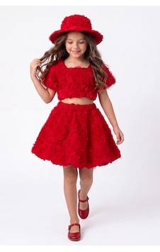 Mnk Baby & Kids Rosemu Kız Çocuk Şapkalı Takım M00819 Kırmızı Mnk Baby & Kids Rosemu Kız Çocuk Şapkalı Takım M00819 Kırmızı
