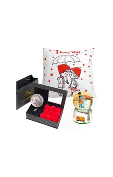 Istiridye Içinde Inci Kolyeli Gül Kutusu Ve Müzik Işıklı Kar Küresi Hediye & I Love You Yastik Istiridye Içinde Inci Kolyeli Gül Kutusu Ve Müzik Işıklı Kar Küresi Hediye & I Love You Yastik