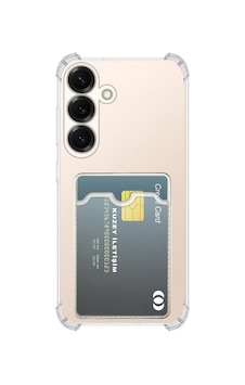 Samsung Galaxy S25 İle Uyumlu Kapak Kamera Korumalı Kartlıklı Darbe Emici Şeffaf Silikon Kılıf