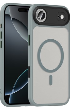 Apple Uyumlu iPhone 17 Air Kılıf Mat Arka Yüzey Wireless Şarj Özellikli Flet M-safe Kapak Gri