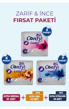 Confy Lady Ped Ultra Normal 5 x 10'lu + Ultra Long 6 x 8'li + Ultra Esktra Long 7 x 7'li Confy Lady Ped Ultra Normal 5 x 10'lu + Ultra Long 6 x 8'li + Ultra Esktra Long 7 x 7'li