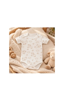 Cantaz Unisex Bebek Kuzu Desenli %100 Pamuk Kısa Kollu Çıtçıtlı Body Zıbın Krem Cantaz Unisex Bebek Kuzu Desenli %100 Pamuk Kısa Kollu Çıtçıtlı Body Zıbın Krem