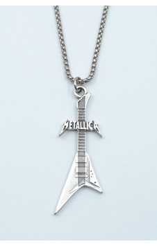 Metallica Elektro Gitar Örme Zincir Kolye Altın
