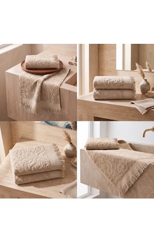 Botti Home %100 Pamuk Jakarlı 2 Li El Ve Yüz Havlusu Seti 50 X 90 Cm Çeyizlik Saçaklı Havlu Bej Botti Home %100 Pamuk Jakarlı 2 Li El Ve Yüz Havlusu Seti 50 X 90 Cm Çeyizlik Saçaklı Havlu Bej