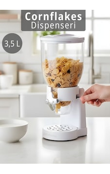 Cornflakes Dispenseri 3,5 L Tahıl, Müsli, Granola Ve Kuruyemiş İçin Hijyenik Kahvaltı Sunum Aparatı Beyaz Cornflakes Dispenseri 3,5 L Tahıl, Müsli, Granola Ve Kuruyemiş İçin Hijyenik Kahvaltı Sunum Aparatı Beyaz