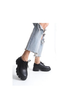 Akınabella Kalın Tabanlı Bağcıklı Loafer Ayakkabı Siyah Siyah Akınabella Kalın Tabanlı Bağcıklı Loafer Ayakkabı Siyah Siyah