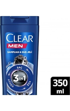Clear Men 3 İn 1 Arındırıcı Kömür Şampuan & Duş Jeli 350ml Clear Men 3 İn 1 Arındırıcı Kömür Şampuan & Duş Jeli 350ml