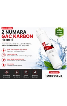 2 Numara Gac Karbon Eko Model Su Arıtma Filtresi 408694802 2 Numara Gac Karbon Eko Model Su Arıtma Filtresi 408694802