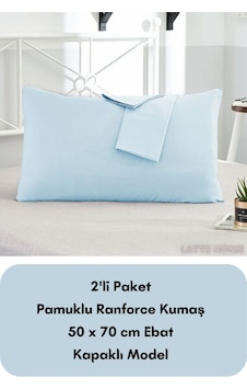 Açık Mavi Renkli Ranforce Pamuklu Kumaş Kapaklı Yastık Kılıfı 2'l Açık Mavi Renkli Ranforce Pamuklu Kumaş Kapaklı Yastık Kılıfı 2'l