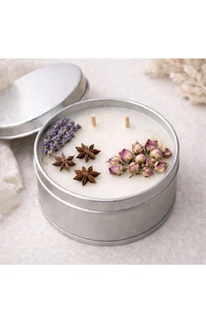 Kokulu Aromaterapi Mum Lavanta , Gül ,yıldız Anason İle Detaylandırılmış 001 - Beyaz Kokulu Aromaterapi Mum Lavanta , Gül ,yıldız Anason İle Detaylandırılmış 001 - Beyaz