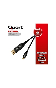 Qport Q-Thd Type-C To Display Port 4K 60Hz Kablo 2 Metre Qport Q-Thd Type-C To Display Port 4K 60Hz Kablo 2 Metre
