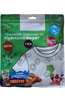 Nessiworld Kalem Hediyeli Boyanabilir Tişört 5-6 Yaş Beyaz