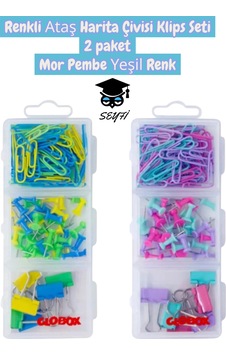 Ataş Klips Harita Çivisi Seti 2 Paket Renkli Ataş Klips Harita Çivisi Seti 2 Paket Renkli