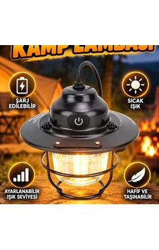 Retro Led Kamp Ve Bahçe Feneri Sıcak Işık, Şarj Edilebilir Batarya Ve Ayarlanabilir Işık Seviyesi