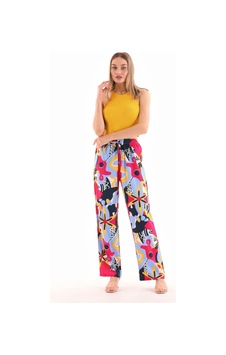 Polologin Butik Renkli Desenli Rahat Kesim Pantolon Pembe Polologin Butik Renkli Desenli Rahat Kesim Pantolon Pembe