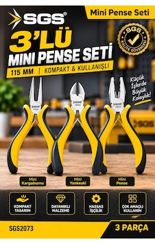 Mini Pense Seti 3 Lü 115 Mm Kargaburnu, Yankeski Ve Kombine Pense Profesyonel El Aleti Seti Sgs 20 Mini Pense Seti 3 Lü 115 Mm Kargaburnu, Yankeski Ve Kombine Pense Profesyonel El Aleti Seti Sgs 20