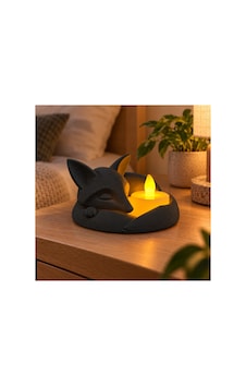 Uyuyan Tilki Led Mumluk Dekoratif Gece Lambası Ve Masa Üstü Işık - Siyah Açık Uyuyan Tilki Led Mumluk Dekoratif Gece Lambası Ve Masa Üstü Işık - Siyah Açık