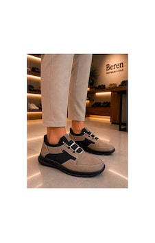 Beren Erkek Bej Hakiki Deri & Süet Detaylı Smart Casual Günlük Ayakkabı
