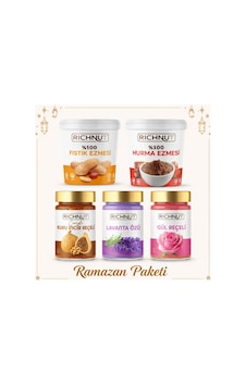Ramazan Paketi 1 Kg Fıstık Ezmesi, 1 Kg Hurma Ezmesi, Lavanta Özü, Gül Reçeli Ve İncir Reçeli