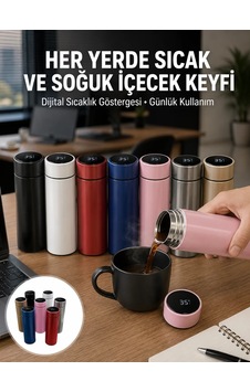 Uzun Süre Isı Koruma Sağlayan Dijital Göstergeli Termos Yeni Nesil Pembe Uzun Süre Isı Koruma Sağlayan Dijital Göstergeli Termos Yeni Nesil Pembe