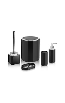Bayev Çift Baskı 5 Li Banyo Set - Siyah Bayev Çift Baskı 5 Li Banyo Set - Siyah