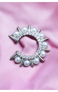 Zirkon Taşlı Boncuklu Gümüş Renk Earcuff Çok Renkli Zirkon Taşlı Boncuklu Gümüş Renk Earcuff Çok Renkli